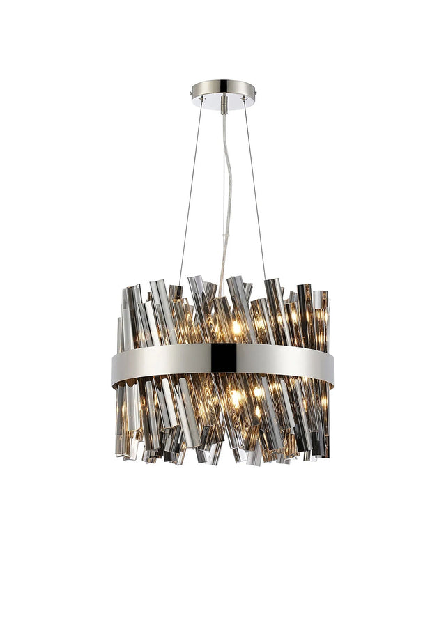 Melville 10 x G9, Pendant Round, Polished Nickel/Smoke