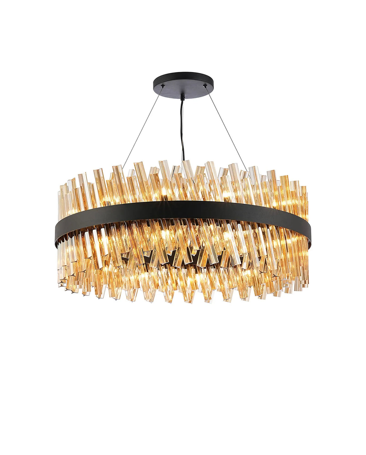 Melville 24 x G9, Pendant Round, Satin Black/Amber (23.13kg)
