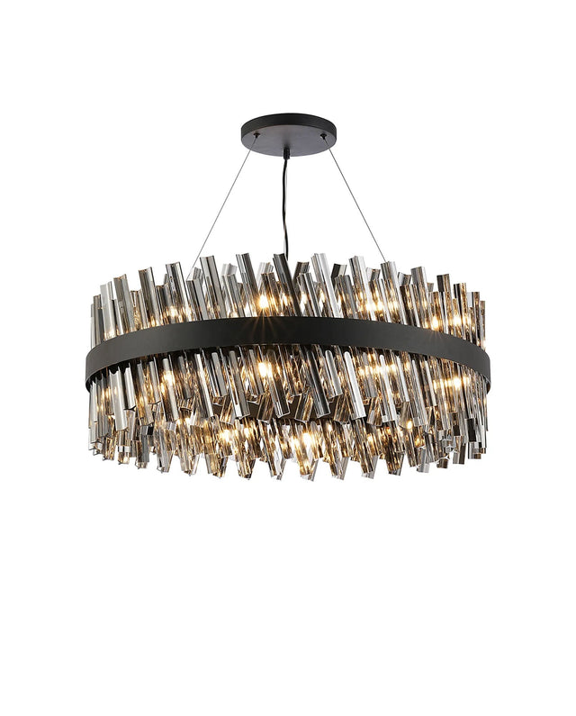 Melville 24 x G9, Pendant Round, Satin Black/Smoke (23.13kg)