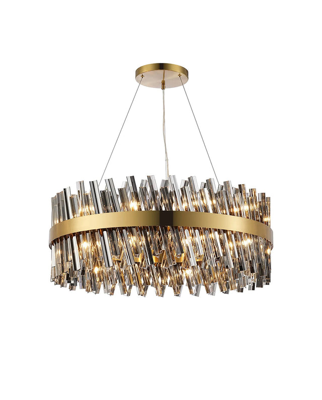 Melville 24 x G9, Pendant Round, Brass/Smoke (23.13kg)