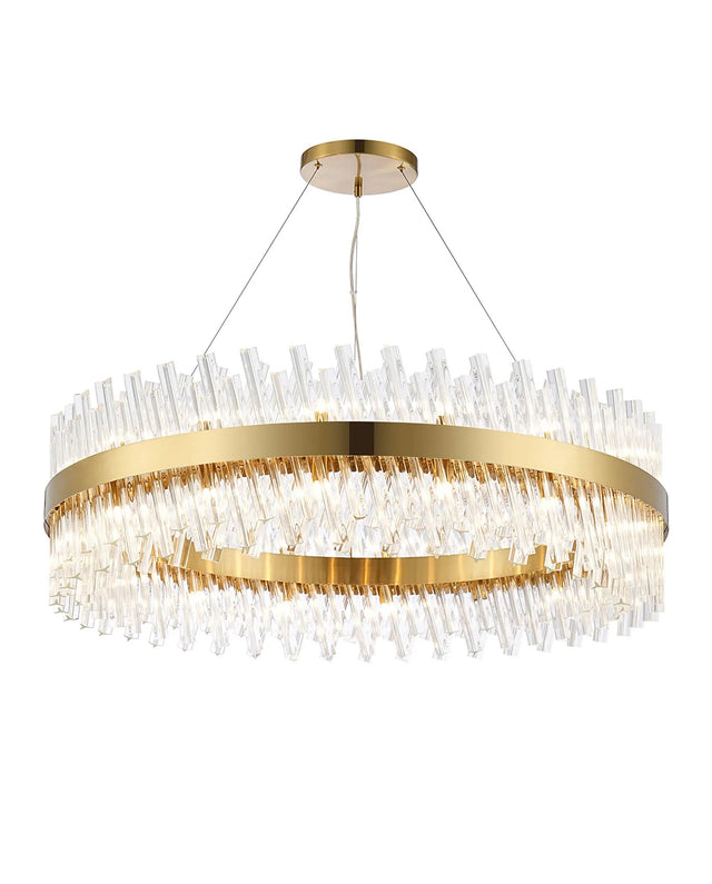 Melville 32 x G9, Pendant Round, Brass/Clear (29.51kg)
