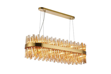 Melville 24 x G9, Pendant Oblong, Brass/Amber (22.65kg)