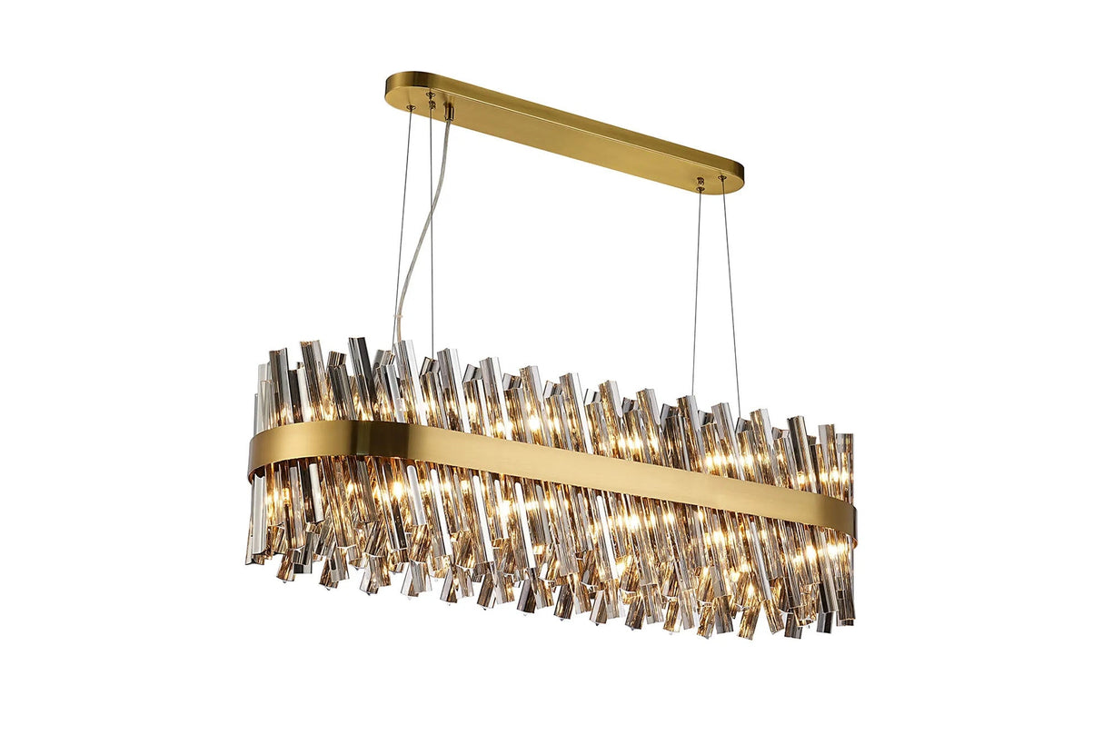 Melville 24 x G9, Pendant Oblong, Brass/Smoke (22.65kg)