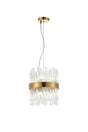 Melville Pendant Round 6 x G9, Brass/Clear Sculpted Glass