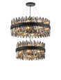 Melville 2 Tier 60cm + 80cm Pendant, 18 + 24 Light G9, Satin Black/Smoke