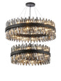 Melville 2 Tier 80cm + 1m Pendant, 24 + 32 Light G9, Satin Black/Smoke