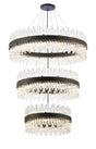 Melville 3 Tier 60cm + 80cm + 1m Pendant, 18 + 24 + 32 Light G9, Satin Black/Clear