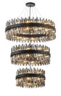 Melville 3 Tier 60cm + 80cm + 1m Pendant, 18 + 24 + 32 Light G9, Satin Black/Smoke