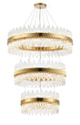 Melville 3 Tier 60cm + 80cm + 1m Pendant, 18 + 24 + 32 Light G9, Brass/Clear