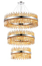 Melville 3 Tier 60cm + 80cm + 1m Pendant, 18 + 24 + 32 Light G9, Polished Nickel/Amber
