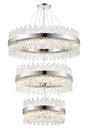 Melville 3 Tier 60cm + 80cm + 1m Pendant, 18 + 24 + 32 Light G9, Polished Nickel/Clear