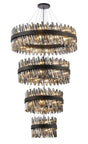 Melville 4 Tier 40cm + 60cm + 80cm + 1m Pendant, 10 + 18 + 24 + 32 Light G9, Satin Black/Smoke