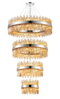Melville 4 Tier 40cm + 60cm + 80cm + 1m Pendant, 10 + 18 + 24 + 32 Light G9, Polished Nickel/Amber