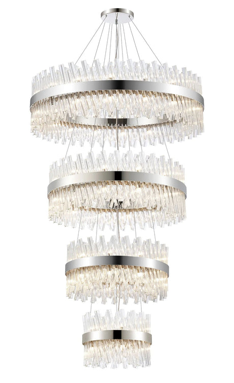 Melville 4 Tier 40cm + 60cm + 80cm + 1m Pendant, 10 + 18 + 24 + 32 Light G9, Polished Nickel/Clear