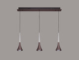Montgomery 3 Light Linear Pendant, 3 x 5W LED, 3000K, 431lm, Satin Brown, 3yrs Warranty