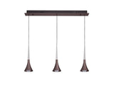 Montgomery 3 Light Linear Pendant, 3 x 5W LED, 3000K, 431lm, Satin Brown, 3yrs Warranty