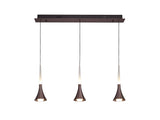 Montgomery 3 Light Linear Pendant, 3 x 5W LED, 3000K, 431lm, Satin Brown, 3yrs Warranty