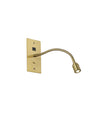 Mullery USB Wall Lamp, 1 Light Adjustable Switched Fits A Standard Double Socket Box, 3W LED, 3000K, Aged Brass
