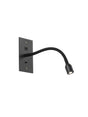 Mullery USB Wall Lamp, 1 Light Adjustable Switched Fits A Standard Double Socket Box, 3W LED, 3000K, Satin Black