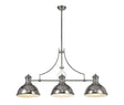 Munro Linear Multi Height Pendant, 3 x E27, Polished Nickel/Frosted Glass
