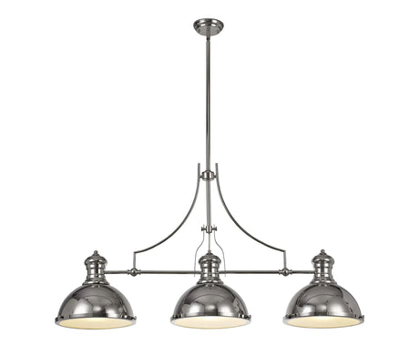 Munro Linear Multi Height Pendant, 3 x E27, Polished Nickel/Frosted Glass
