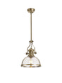 Munro Multi Height Pendant, 1 x E27, Antique Brass With Round 30cm Antique Brass/Clear Glass Shade