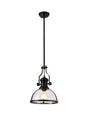 Munro Multi Height Pendant, 1 x E27, Matt Black With Round 30cm Matt Black/Clear Glass Shade