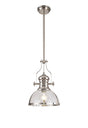 Munro Multi Height Pendant, 1 x E27, Polished Nickel With Round 30cm Polished Nickel/Clear Glass Shade