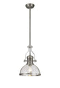 Munro Multi Height Pendant, 1 x E27, Satin Nickel With Round 30cm Satin Nickel/Clear Glass Shade