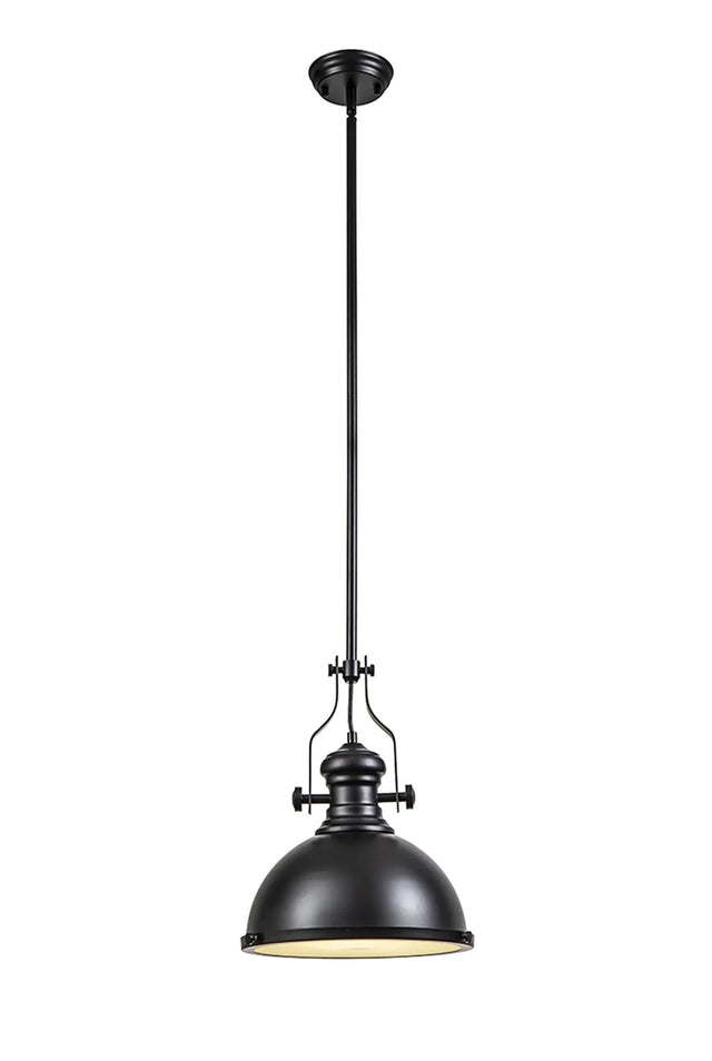 Munro Multi Height Pendant, 1 x E27, Matt Black/Frosted Glass
