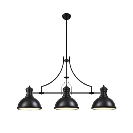 Munro Linear Multi Height Pendant, 3 x E27, Matt Black/Frosted Glass