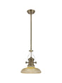 Munro 1 Light Multi Height Pendant E27 With 30cm Round Glass Shade, Antique Brass/Amber