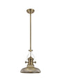 Munro 1 Light Multi Height Pendant E27 With 30cm Round Glass Shade, Antique Brass/Smoked