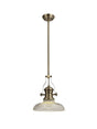 Munro 1 Light Multi Height Pendant E27 With 30cm Round Glass Shade, Antique Brass/Clear