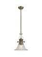 Munro 1 Light Multi Height Pendant E27 With 30cm Bell Glass Shade, Antique Brass/Clear
