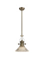 Munro 1 Light Multi Height Pendant E27 With 30cm Cone Glass Shade, Antique Brass/Clear