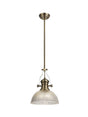 Munro 1 Light Multi Height Pendant E27 With 30cm Dome Glass Shade, Antique Brass/Clear