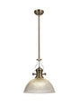 Munro 1 Light Multi Height Pendant E27 With 38cm Dome Glass Shade, Antique Brass/Clear