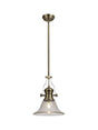 Munro 1 Light Multi Height Pendant E27 With 30cm Smooth Bell Glass Shade, Antique Brass/Clear