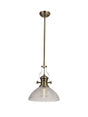 Munro 1 Light Multi Height Pendant E27 With 33.5cm Prismatic Glass Shade, Antique Brass/Clear