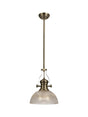 Munro 1 Light Multi Height Pendant E27 With 30cm Prismatic Glass Shade, Antique Brass/Clear