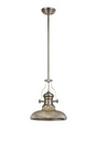 Munro 1 Light Multi Height Pendant E27 With 30cm Round Glass Shade, Polished Nickel/Smoked