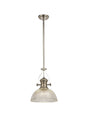 Munro 1 Light Multi Height Pendant E27 With 30cm Dome Glass Shade, Polished Nickel/Clear