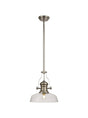 Munro 1 Light Multi Height Pendant E27 With 30cm Flat Round Glass Shade, Polished Nickel/Clear