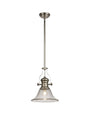 Munro 1 Light Multi Height Pendant E27 With 30cm Smooth Bell Glass Shade, Polished Nickel/Clear