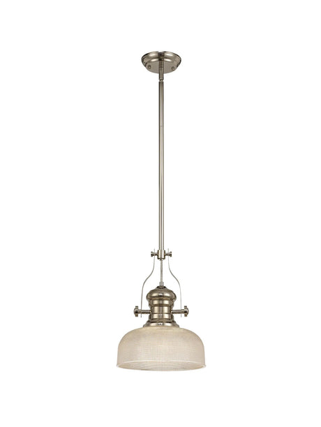 Munro 1 Light Multi Height Pendant E27 With 26.5cm Prismatic Glass Shade, Polished Nickel/Clear