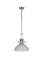 Munro 1 Light Multi Height Pendant E27 With 33.5cm Prismatic Glass Shade, Polished Nickel/Clear