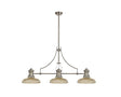 Munro 3 Light Linear Multi Height Pendant E27 With 30cm Round Glass Shade, Polished Nickel, Amber