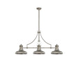 Munro 3 Light Linear Multi Height Pendant E27 With 30cm Round Glass Shade, Polished Nickel, Smoked
