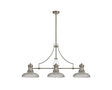 Munro 3 Light Linear Multi Height Pendant E27 With 30cm Round Glass Shade, Polished Nickel, Clear